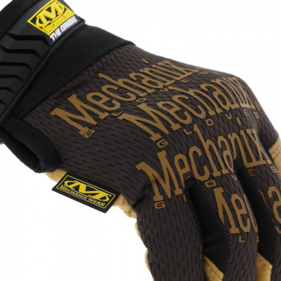 Прочные сенсорные перчатки MECHANIX Work Leather Original Brown