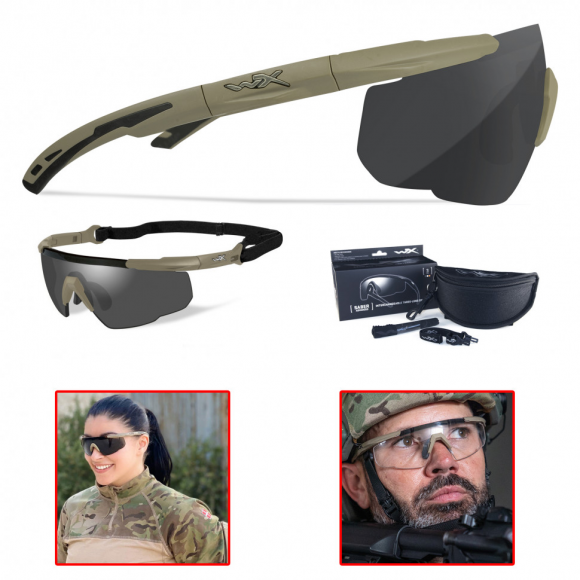 Тактические очки для стрельбы с баллистической защитой WILEYX Saber Advanced Matte Tan (Clear-Grey-Rust)