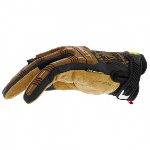 Прочные перчатки из кожи с защитой пальцев MECHANIX Work Leather M-Pact Fingerless Framer Brown