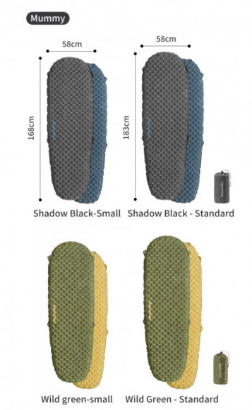 Надувной коврик NATUREHIKE TuYe 3.5 Mummy Grey