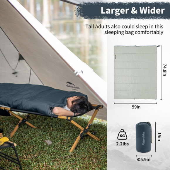 Спальный мешок NATUREHIKE F150 Envelop Cotton Blue