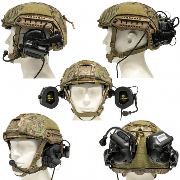 Крепление для наушников EARMOR Plus M16A на шлем (чебурашка) черные